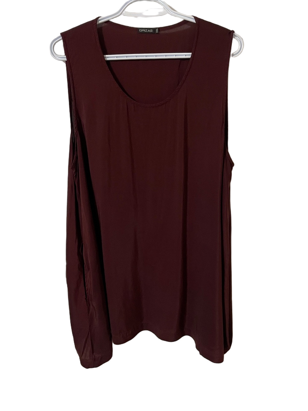 Grizas Sleeveless Silk & Bamboo Blend Burgundy Tunic Size XXL